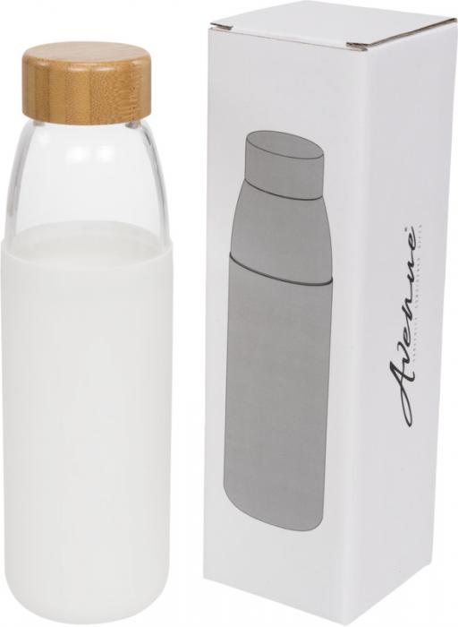 Kai 540 ml glass sport bottle with wood lid
