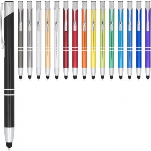 Moneta anodized aluminium click stylus ballpoint pen