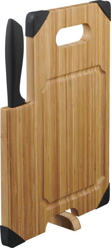 Avery bamboo cutting board with knife